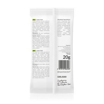 50185S ACNE-STOP Maska algowa dla cery trądzikowej z bambusem zieloną herbatą i czarnym błotem z Morza Martwego / 20g